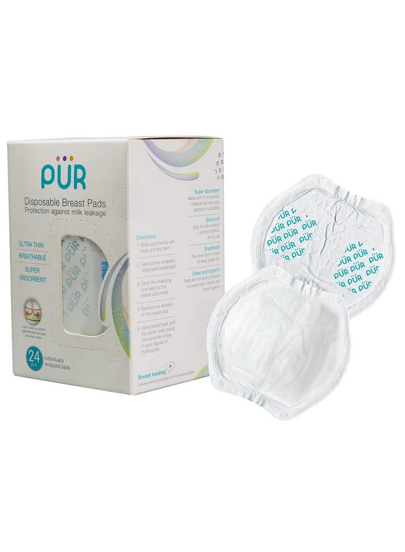 بور فوط صدر للاستخدام مرة واحدة، حماية من تسرب الحليب، غطاء قطني رقيق للغاية، يسمح بمرور الهواء، فائق الامتصاص، 24 قطعة - Image 2